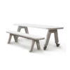 POW eetbankje wit polyester Picknick On Wheels eetbank eetkamer tafel of tuintafel