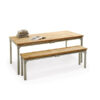 Steigerbuis tafel massief eiken Stoere steigerbuis eetbank