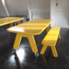 POW polyester tafel met eetbank geel Picknick on Wheels tafel met eetbank geel