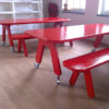POW tafel met eetbank rood Picknick on Wheels tafel met eetbank rood